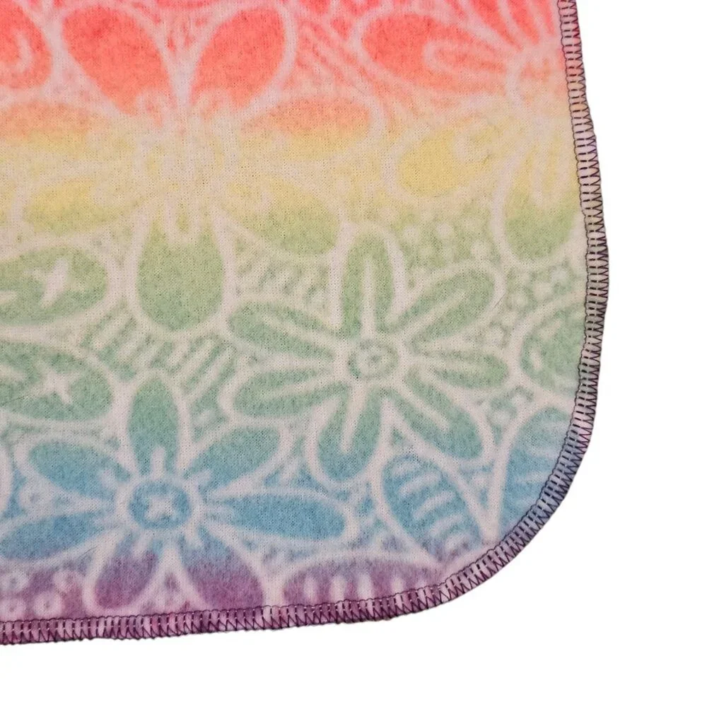 The Linus Project Rainbow Flower Butterfly Fleece Baby Blanket‎ Ombre Pink Blue